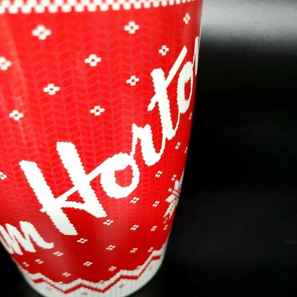 Tim Horton's Snowflake Sweater Mug 2015 Red & White Limited Edition Coffee Cup - Picture 7 of 12